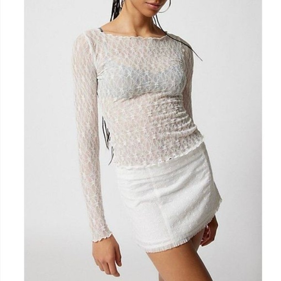 out from under Tops - Out From Under Libby Sheer Long Sleeve Lace Top